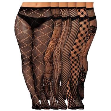 Imagem de Meias de meia-calça Skylety Fishnet Suspender Lingerie 6 pares