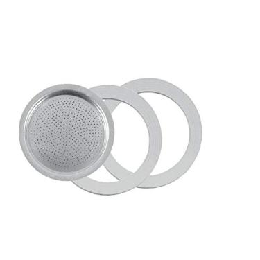 Imagem de Tredoni 2 vedações/anéis de silicone + filtro - substituição - Tamanho 10 xícaras de aço inoxidável cafeteira expresso Moka Pot - 8,5 cm (10 xícaras)
