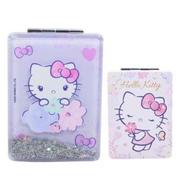 Imagem de Espelho Duplo  Aumento Bolsa Bolso Hello Kitty Maquiagem - Sanrio