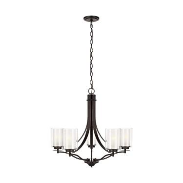 Imagem de Sea Gull Lighting 3137305-710 Elmwood Park Five – Lustre leve para pendurar, luminária moderna, bronze