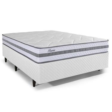 Imagem de Cama Box Casal Herval Parma, 61x138x188 cm, Molas Ensacadas, Branca