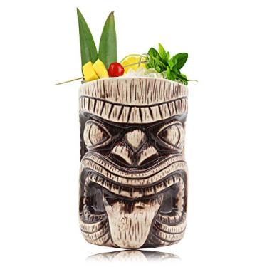 Imagem de Canecas Tiki – Caneca Tiki de cerâmica de 450 ml, Caneca de coquetel Toscano Lono para Mai Tai, Punch, Pina Colada e bebidas tropicais – TIKI0036 (15 oz / 450 ml de língua)