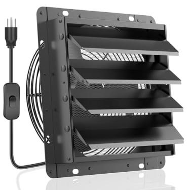 Imagem de HG Power Exaustor de 350 mm Ventilador de parede industrial 1500 m³/h com regulador de velocidade Ventilador de parede com tela de malha Exaustor com plugue UE Ventilador de janela de alumínio para