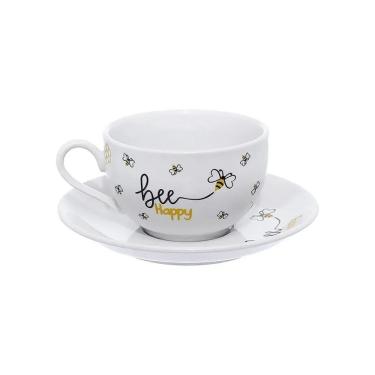 Imagem de Conjunto De Xícaras Para Chá Com Pires Em Porcelana Honey Com 12 Peças 160ml Haüskraft