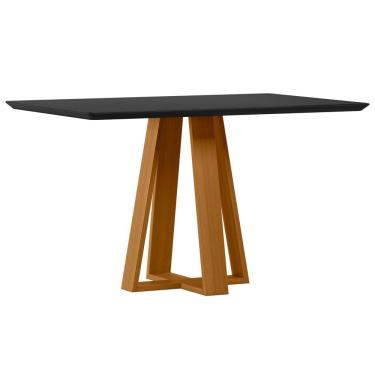 Imagem de Mesa De Jantar Para 4 Lugares 1,35m Lectus Tampo Em Mdf Com Vidro Ypê Preto