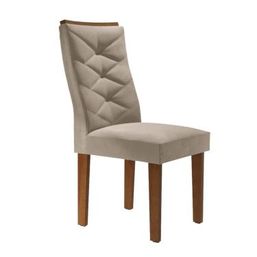 Imagem de Conjunto 6 Cadeiras Para Sala De Jantar Germany Espresso Móveis Chocolate-off White-boucle Bege