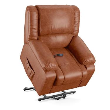 Imagem de Poltrona Do Papai Reclinável Sala De Cinema Barcelona Elevação Lift Elétrico Pu Caramelo Brilho