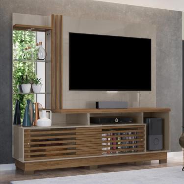 Imagem de Estante Home Theater 2 Portas Com Espelho Led Frizz Plus - Fendi/naturale