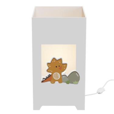 Imagem de Abajur Luminária MDF Quarto Bebê Kit Higiene Dinossauro - Neném na Nuv