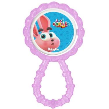 Imagem de Chocalho Mordedor P/ Bebe Macio Flexível Rosa José Comilão BabyGo