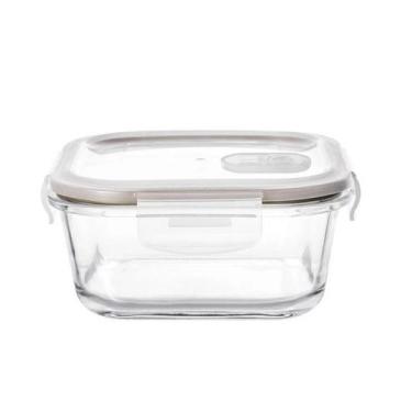 Imagem de Pote 320ml 12x12x5,8 cm Hermético Quadrado Em Vidro Borossilicato Com 