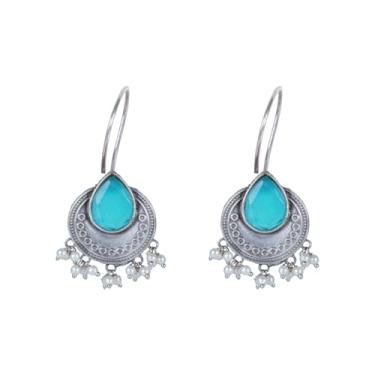 Imagem de Efulgenz Brincos indianos oxidados para mulheres, joias oxidadas, boho, cristal, falso, pérola, gancho, conjunto boêmio, joia feminina, Metal, Sem pedra preciosa