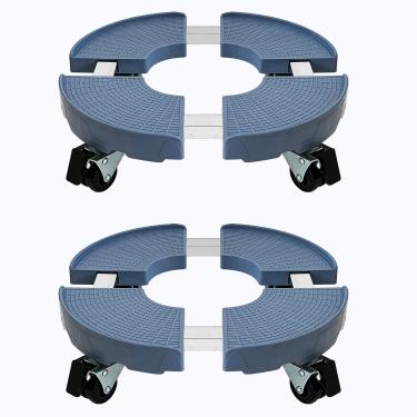 Imagem de CASIMR Pacote com 2 suportes para plantas com rodas, suporte ajustável para plantas resistentes de 38 a 50 cm com rodízios, carrinho de vaso grande para uso interno e externo, suporte para vaso de