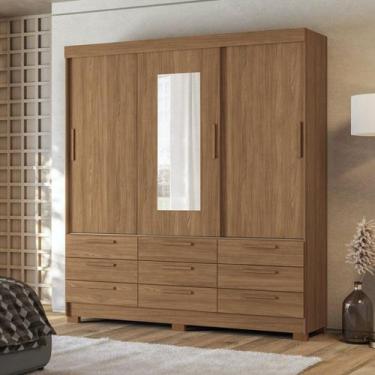 Imagem de Guarda-roupa Morretes 3 Portas de Correr 9 Gavetas com Espelho - Santo