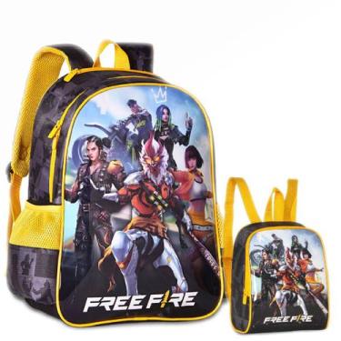 Imagem de Mochila Free Fire Costas com Capuz Lancheira Térmica Escolar - Clio St