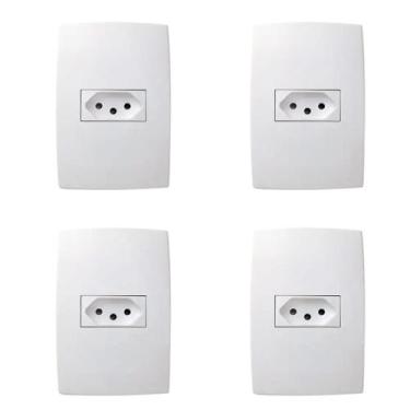 Imagem de Kit 4 Conjunto Tomada 20a 2p+t 4x2 Branca 615081bc Pial Plus+