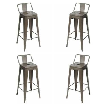 Imagem de Kit 04 Banquetas Tolix com Encosto Bronze 93cm - 73455 - Sun House