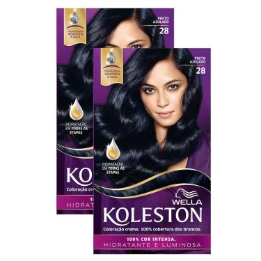 Imagem de Kit 2X Tintura Creme Koleston Wella Preto Azulado 28