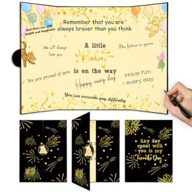 Imagem de QZCYU Livro de visitas Winnie Baby Show, decorações de festa de chá de bebê Winnie, placa de mesa central, placa de cartão criativo decoração de lembrança