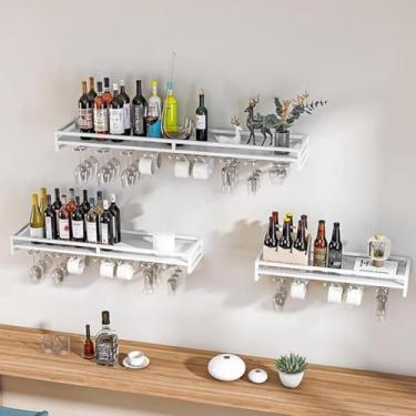 Imagem de Rack De Pendurar Na Parede, Expositor De Taças 60/80/100cm, Suporte De Taças De Metal, Cabide De Armazenamento De Copos, Para Cozinha, Sala De Jantar, Despensa, White, 60cmx20cmx8.5cm