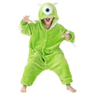 Imagem de Plustrong Pijama de fantasia de animal para meninos e meninas, fantasias de Halloween para crianças, Mike Wazowski, 115(5T)