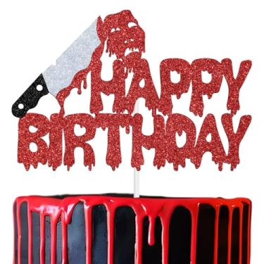 Imagem de Bloody Happy Birthday Cake Topper, Horror Movie Themed Birthday Decorations - Scary Halloween/Have A Killer Birthday Party Decor Supplies, Photo Booth Props