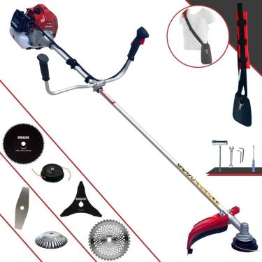 Imagem de Roçadeira Multifunções Kawashima BCJ431L À Gasolina 43cc 1,7HP 10.000rpm Com Carretel + Kit 4 Lâminas de Cortes + Escova de Aço Para Pavers e Calçadas