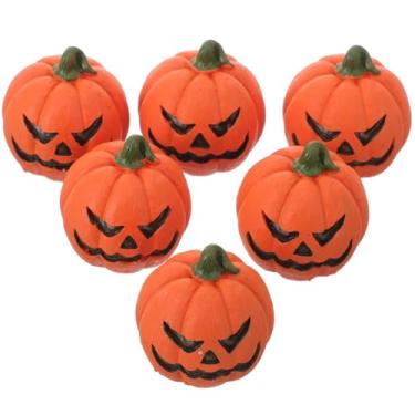 Imagem de Kisangel 6 peças de estatueta de abóbora em miniatura de Halloween, enfeites de aquário de abóboras de resina para aquário de peixes, paisagismo, lembrancinhas de festa, decoração de casa