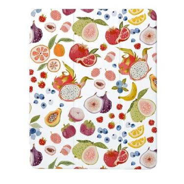 Imagem de Capa Fresh Fruits Blueberries compatível com iPad 9ª 8ª geração 10,9 polegadas 2021/2019/2018, capa engraçada com suporte de três dobras + porta-lápis para meninos e meninas, iPad Mini6 8,3 polegadas