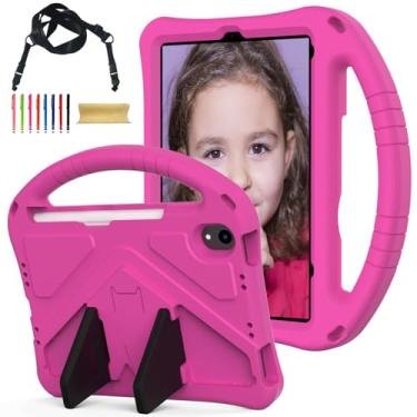 Imagem de Allytechgroup Capa infantil para Apple iPad Mini 7 2024/iPad Mini 6 2021 21.1 cm, capa de EVA durável à prova de choque com alça de ombro, rosa