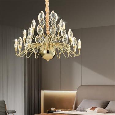 Imagem de Luxo Moderno Sala De Estar Cristal Lustre LED Moda Criatividade Restaurante Quarto Villa Hotel Duplex Lâmpada Pendente (E D60CM)