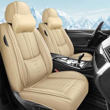 Imagem de NCCLOVELY Capas de assento de carro adequadas para 95% dos SUVs de carros, capas de assento de couro à prova d'água de luxo para 2 lugares, acessórios interiores de carro com airbag, protetores de