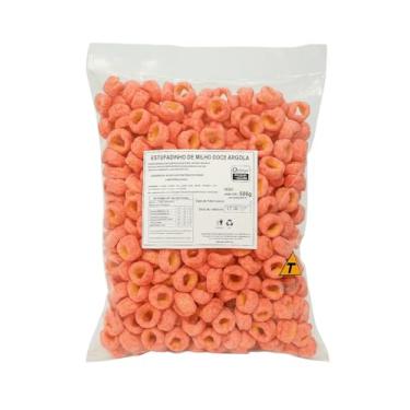 Imagem de Pipoca De Argola Doce Rosa - 500g - Direto da Fábrica
