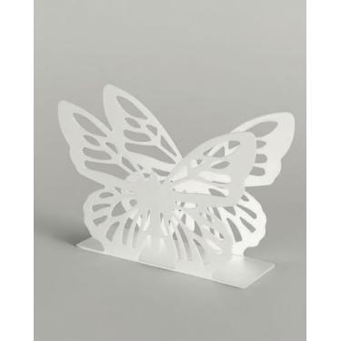 Imagem de Porta-guardanapos de borboleta decorativo, dispensador de guardanapo de papel de metal, 12 x 9,3 x 4 cm, preto e dourado (branco)