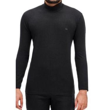 Imagem de Camiseta Manga Longa Casual Slim Ogochi 006514003 Preto-Masculino