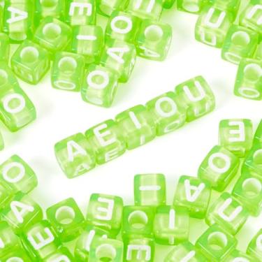 Imagem de Magibeads 100 peças de contas de acrílico transparente cubo de 7 mm com letra 5 estilos contas espaçador para colar faça você mesmo, pulseira, chaveiros, suprimentos para fabricação de joias, cubo de