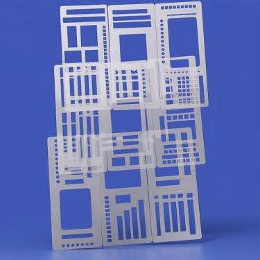 Imagem de Pacote com 9 modelos de discos flexíveis feitos à mão – Conjunto de estêncil de agenda para grade de pontos, desenho, listas de verificação e planejamento diário – Modelos reutilizáveis para diário