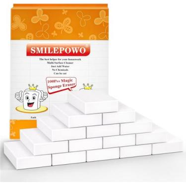 Imagem de Esponjas de limpeza SmilePowo Magic, pacote com 100 esponjas de melami