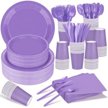 Imagem de Conjunto de suprimentos de festa TWOWYHI Lavender para 30 convidados, 