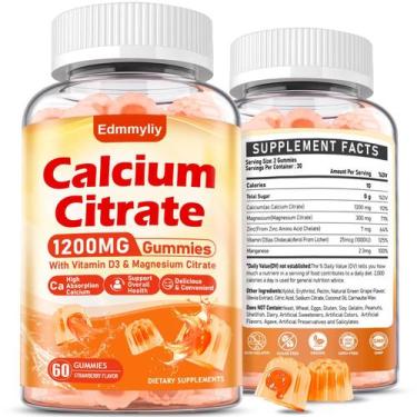 Imagem de Suplemento de citrato de cálcio Gummies Edmmyliy 1200 mg com magnésio