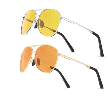 Imagem de Anmcha Óculos para jogos com bloqueio de luz azul, óculos para jogadores de computador, óculos âmbar para jogos, antirreflexo para dormir melhor, Bj (pacote com 2) Ouro/Prata, Total frame