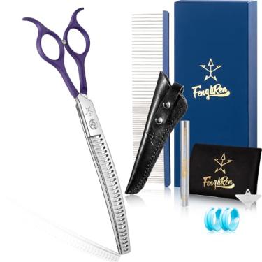 Imagem de Tesoura profissional de alta qualidade para cuidar de cães e ralos, tesoura de mistura de dentes, texturização para animais de estimação, tesoura de liquidificador mais fina de 19 cm, extremamente