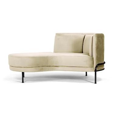 Imagem de Chaise Luminne veludo creme pés metal preto