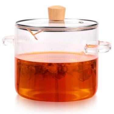 Imagem de FALESOUL Panelas de vidro para cozinhar no fogão, panela de vidro borossilicato resistente ao calor de 2,3 L, panela de vidro com alça de tampa, panela de cozimento feita à mão, panela de vidro