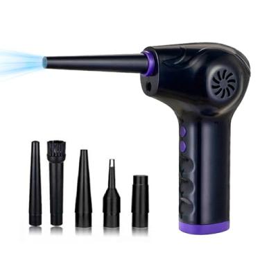 Imagem de Mingzhe Luz Elétrica de Espanador de Ar 60000 Rpm Poderoso Carro Doméstico Limpeza de Ventilador Sem Fio 5 Nozles (10000mAh)