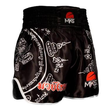 Imagem de Shorts Muay Thai MKS Combat, Preto, Prata, P