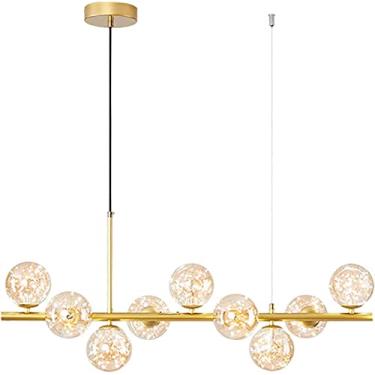 Imagem de BAZHIMAO Lustre moderno de globo de vidro transparente, lâmpada pendente de globo de vidro com bolhas modernas, com luzes de fadas, luminária suspensa de teto para sala de jantar, sala de estar e