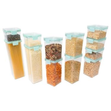 Imagem de Kit 12 Potes de Mantimento Herméticos em Acrílico Verde Yikasa