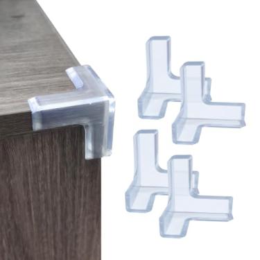 Imagem de Kit com 4 Protetor de Quina Transparente para Móveis Infantil Sem Cheiro Instalação Fácil Proteção para Bebês (Grande)