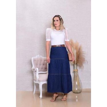 Imagem de Saia Jeans Detalhe Poá